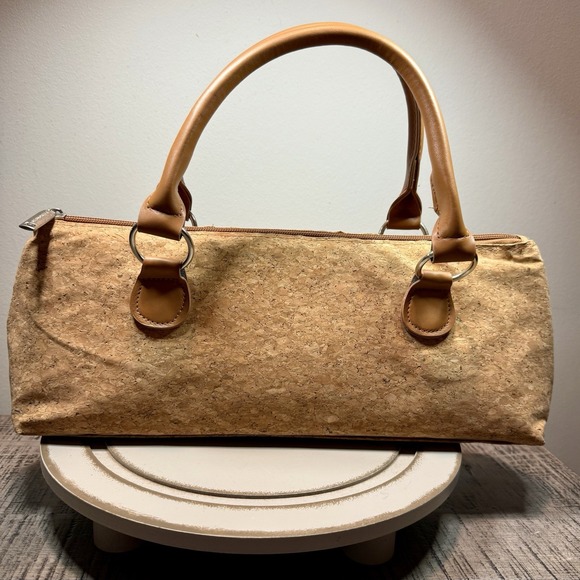 Wine Bottle Purse Tote Bag Insulated Cooler Handbag Tan Brown Cork Primeware EUC - Picture 5 of 11